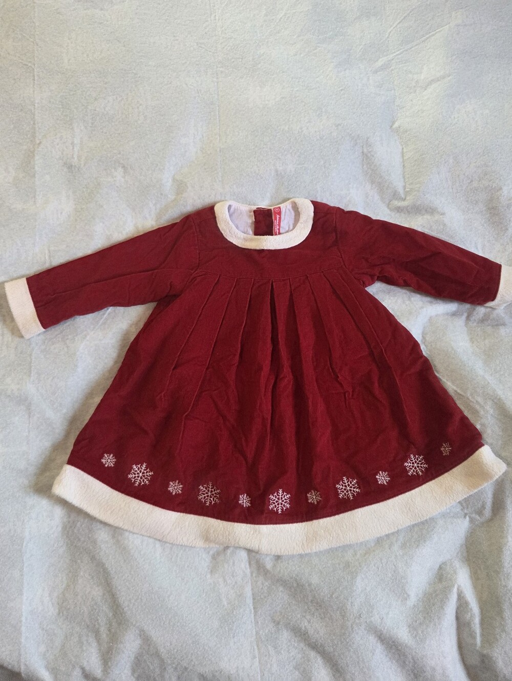 Hanna Anderson Toddler Girls Red Cream Courtney Holiday Dress Size 18-24 months